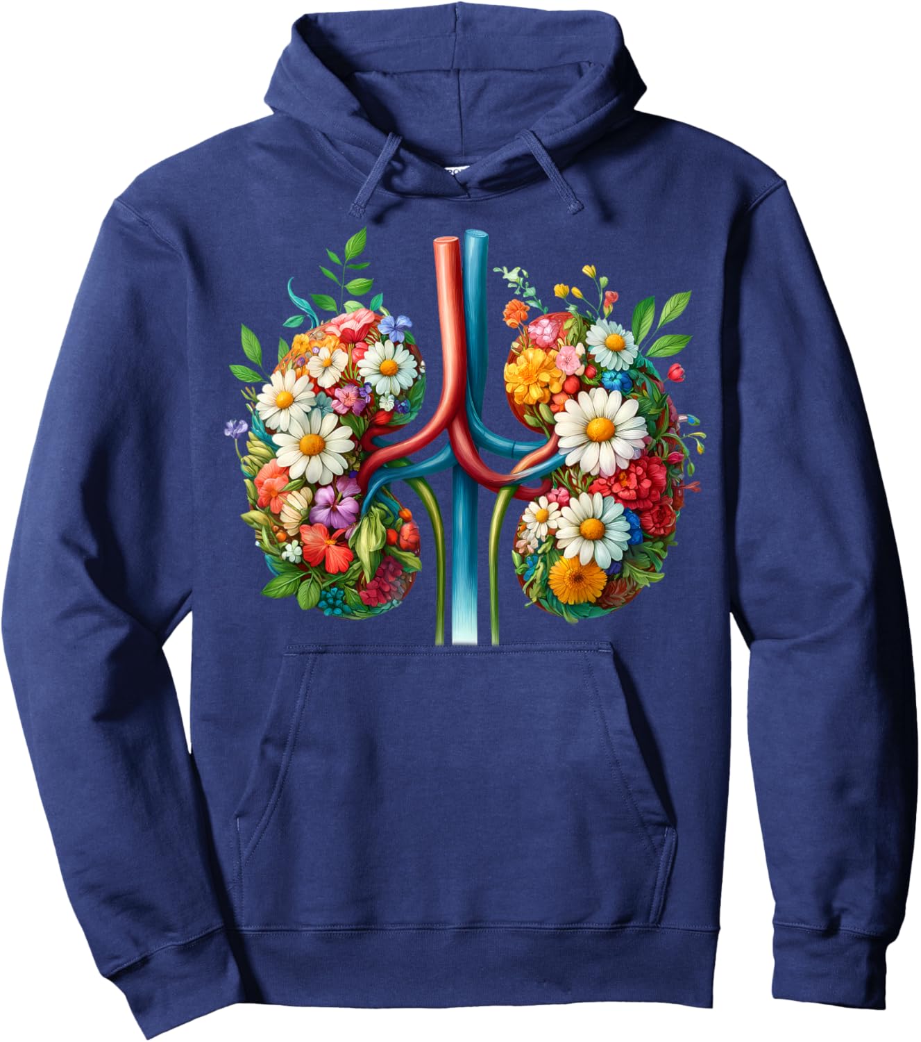 Floral Kidneys Anatomy Medical Art Flower Kidney Surgery Hoodie - Hoodie | Navy