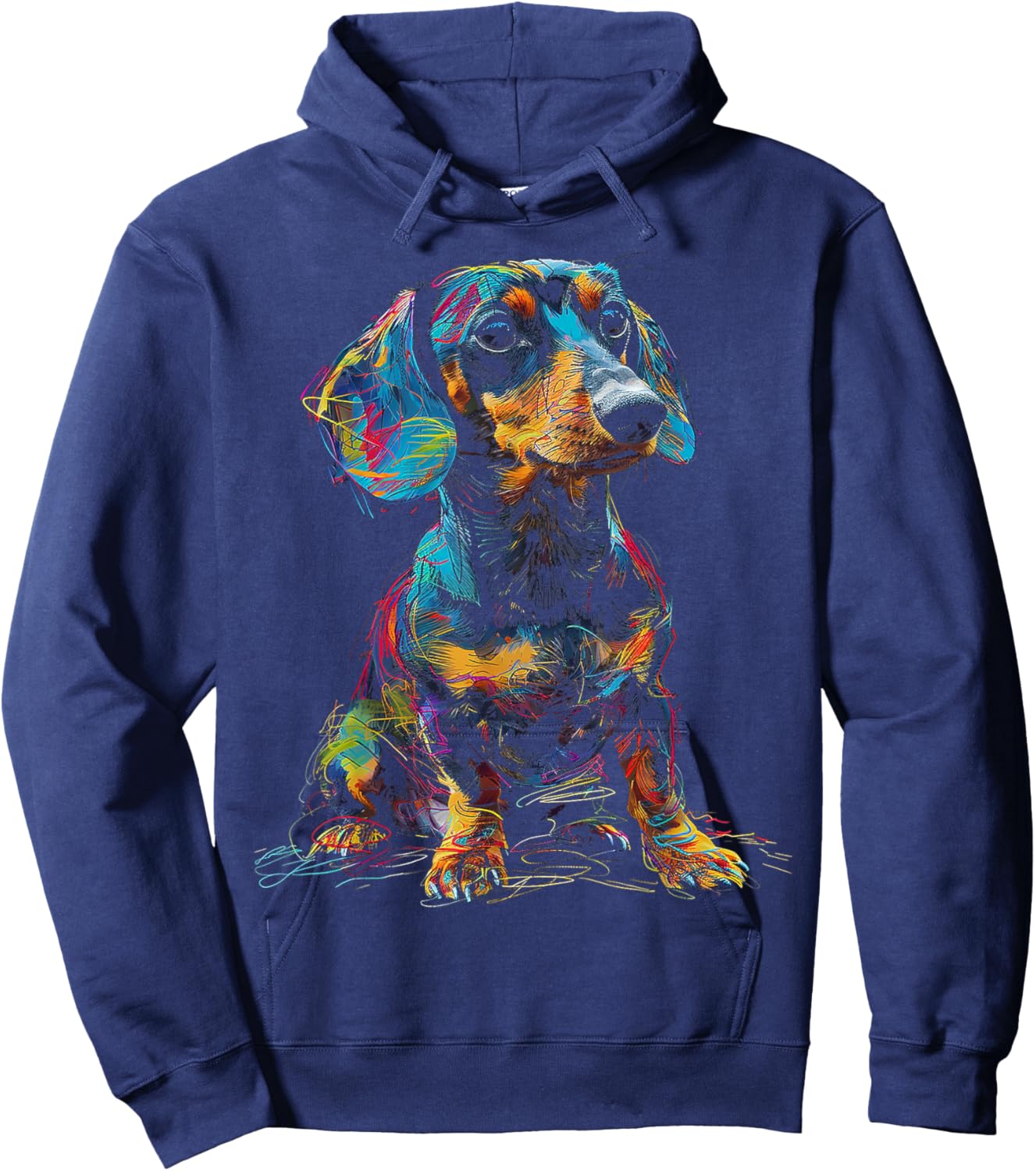 Dachshund Motif Pet Illustration Dog Dachshund Men Women Kids Hoodie - Hoodie | Navy