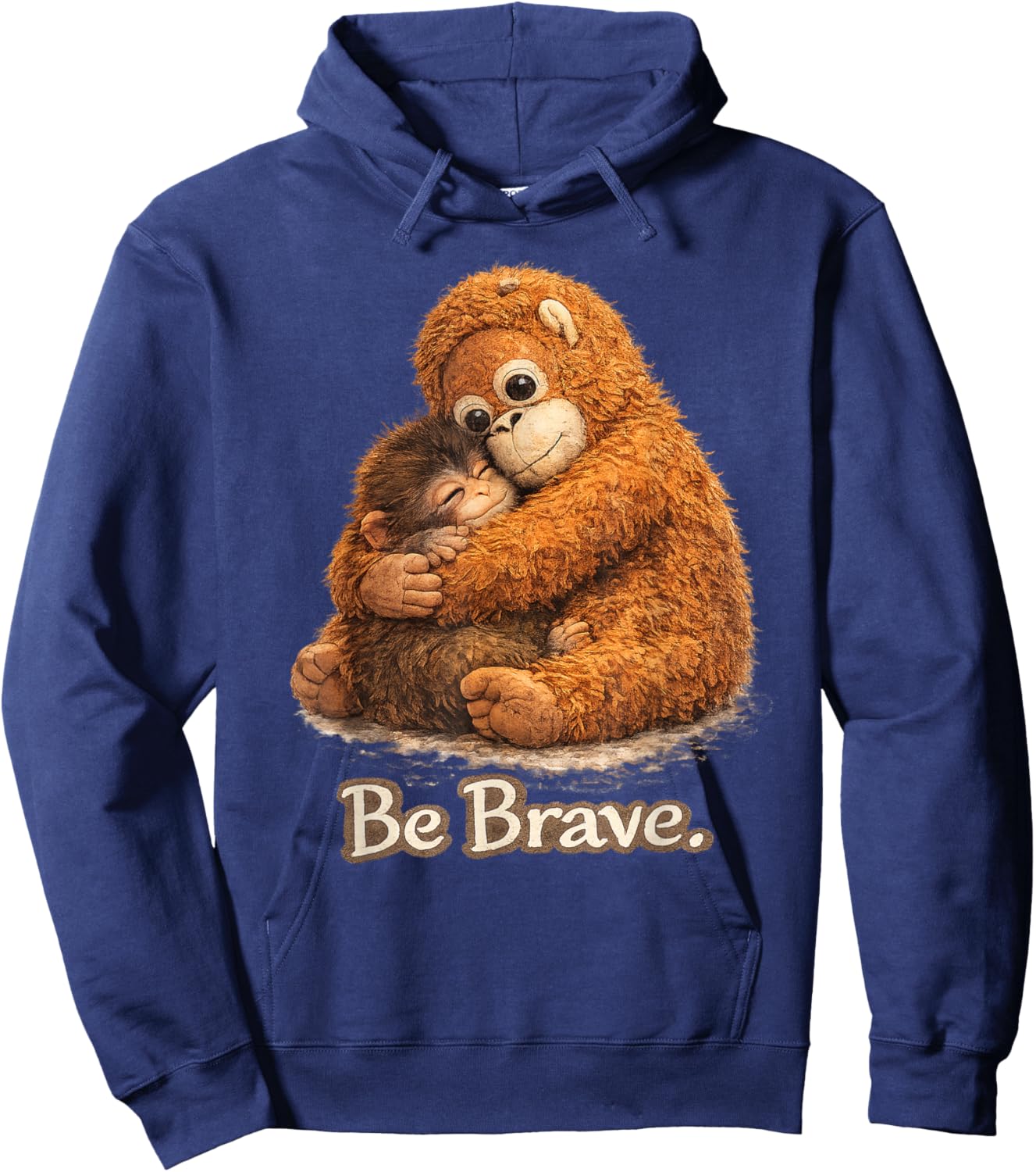 Cute Baby Monkey Punch with his Orangutan Stuffed Toy Hoodie - Hoodie | Navy