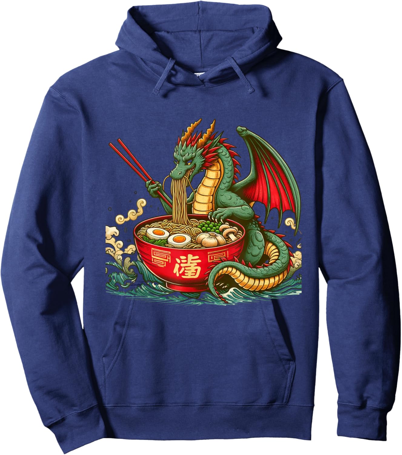Kawaii Dragon Ramen Noodles Japanese Art Dragon Anime Hoodie - Hoodie | Navy