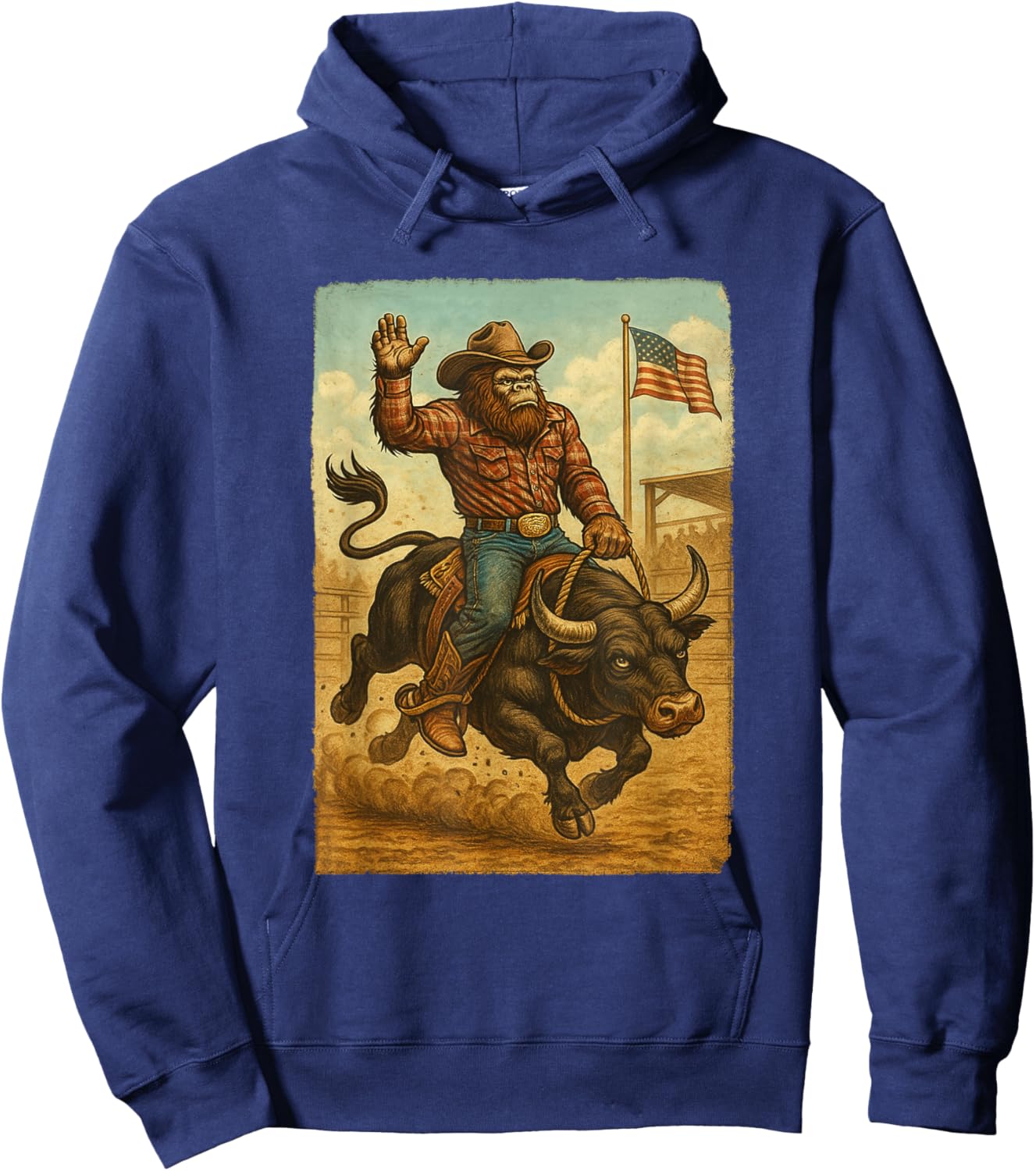 Rodeo Design Boys Western Cowboy Men Distressed Hoodie - Hoodie | Navy