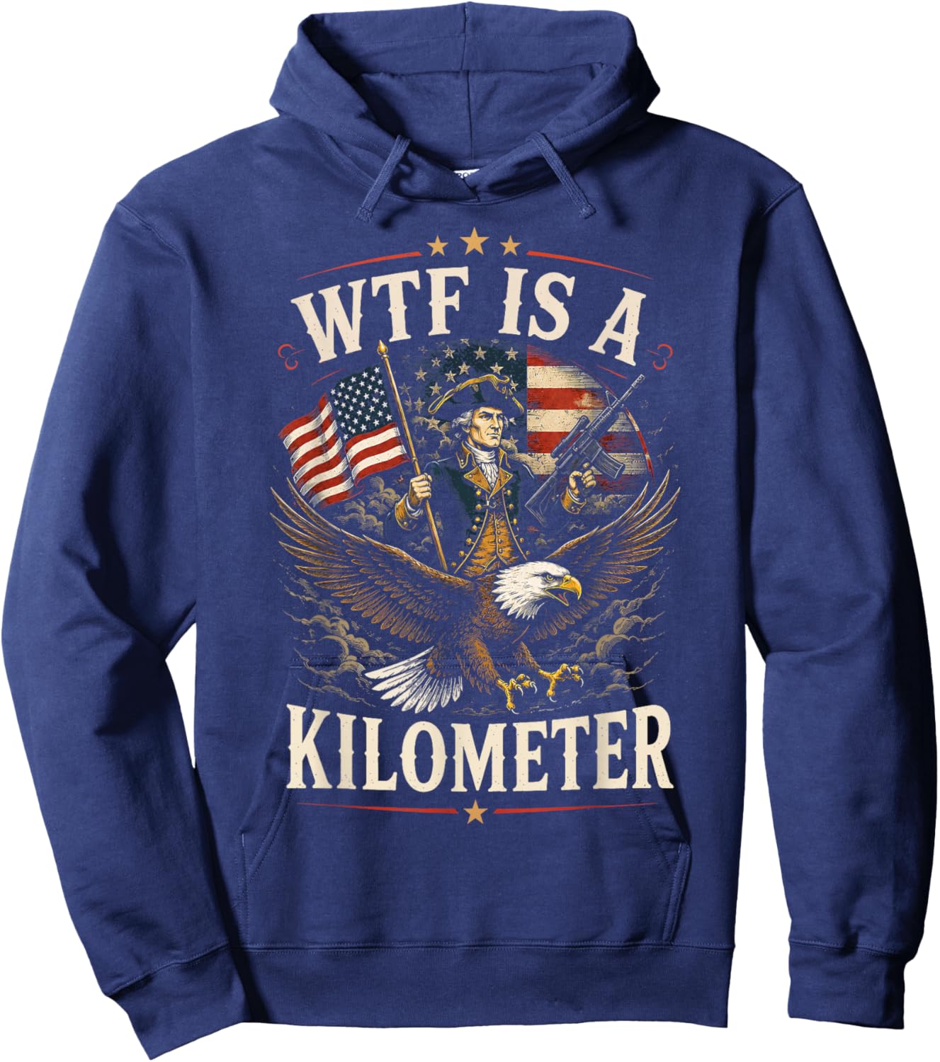 4th of July WTF is Kilometer Funny USA Patriotic Men Women Hoodie - Hoodie | Navy