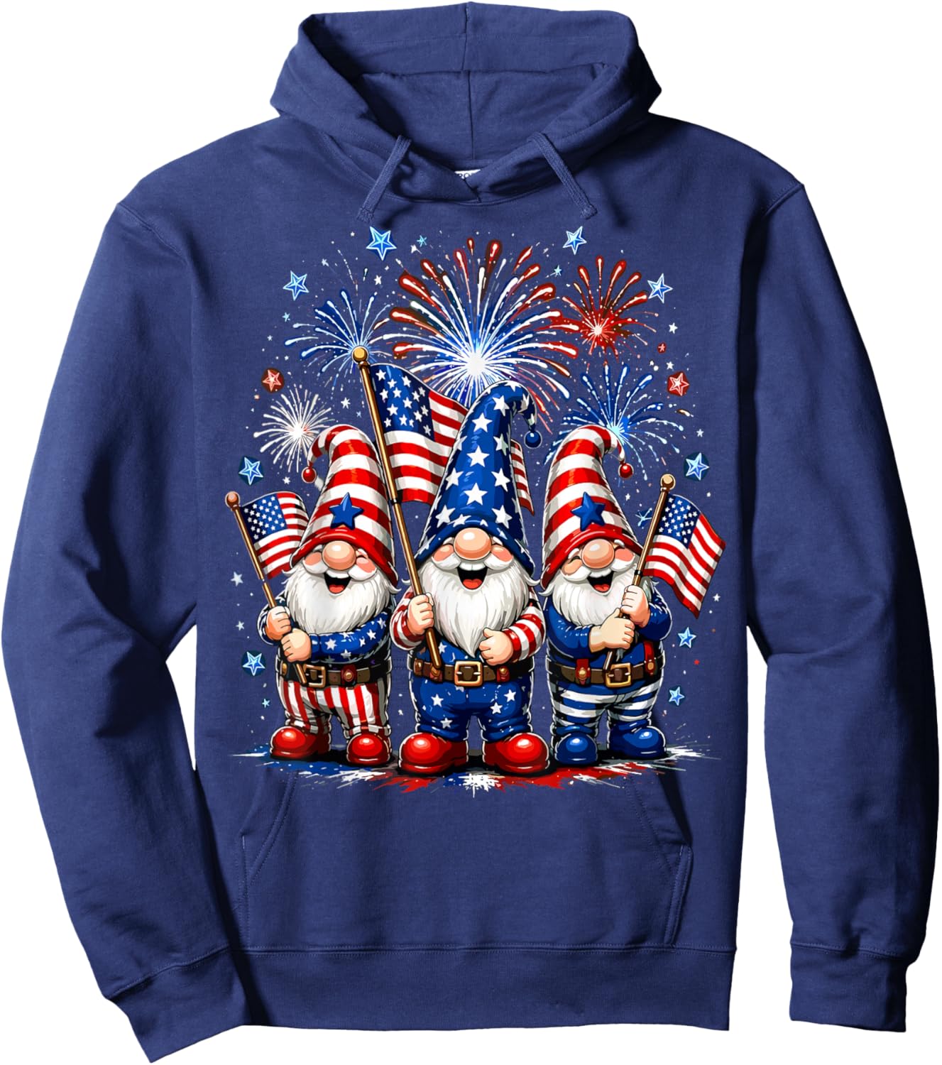 4th of July Funny Gnomes Hoodie - Hoodie | Navy