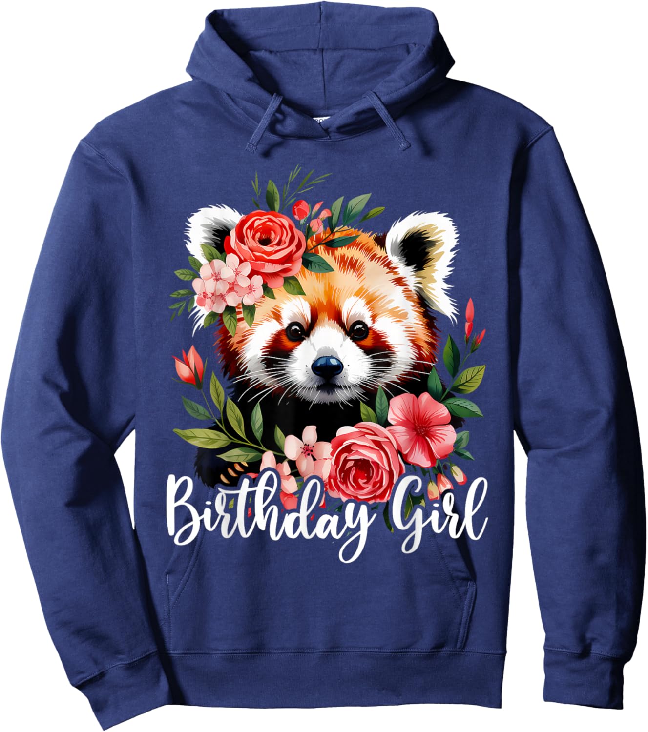 Red Panda with Flowers for The Birthday Girl Hoodie - Hoodie | Navy
