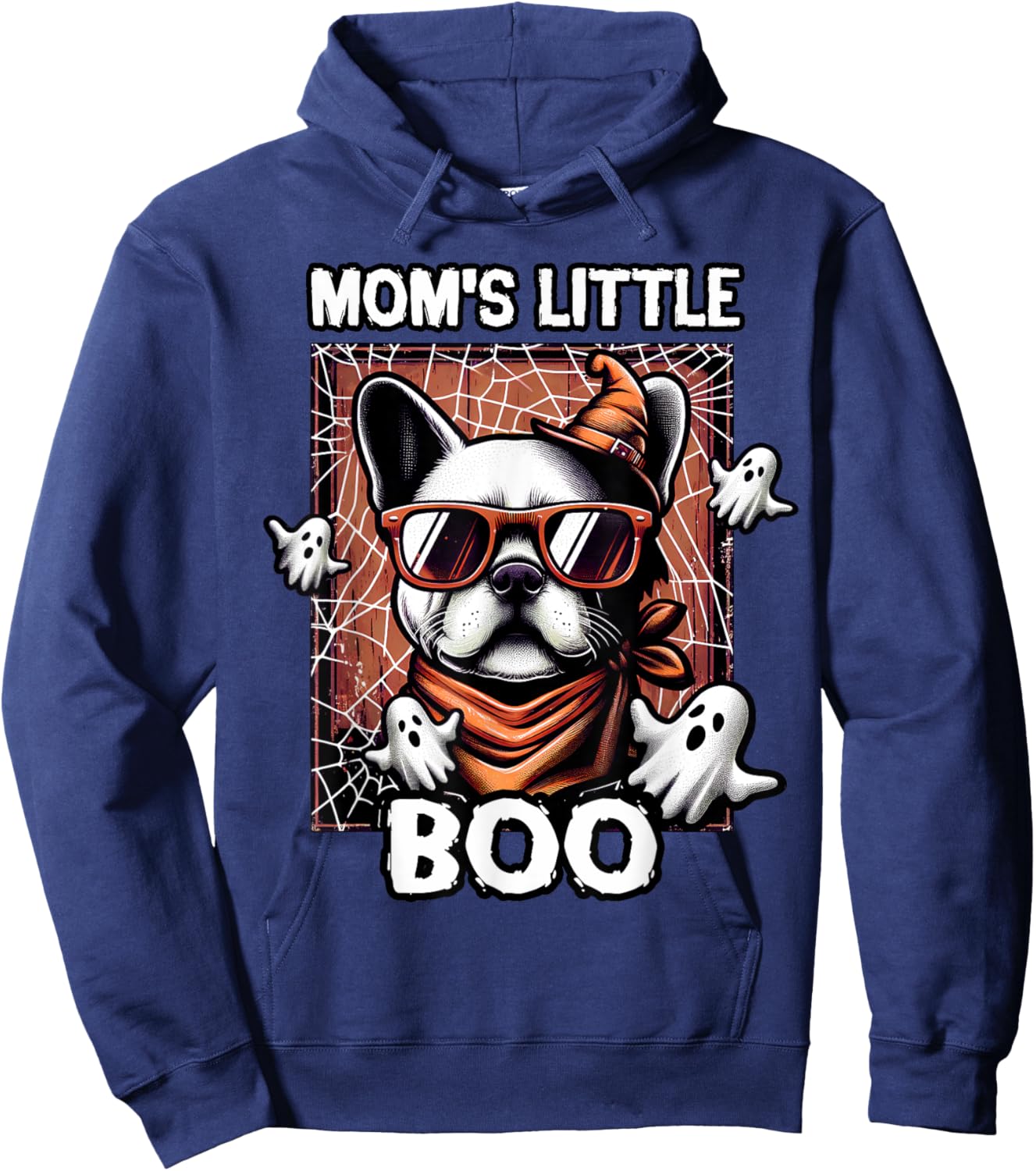 Frenchie Mom's Little Boo French Bulldog Halloween Dog Hoodie - Hoodie | Navy