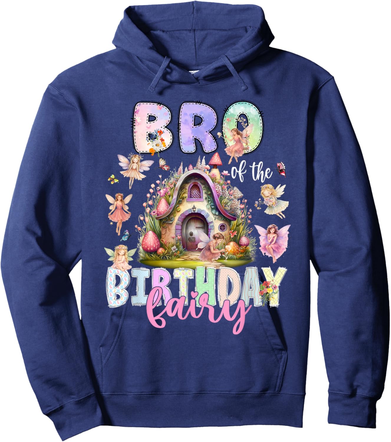 Bro of The Birthday Fairy Little Girl Magical Family Hoodie - Hoodie | Navy