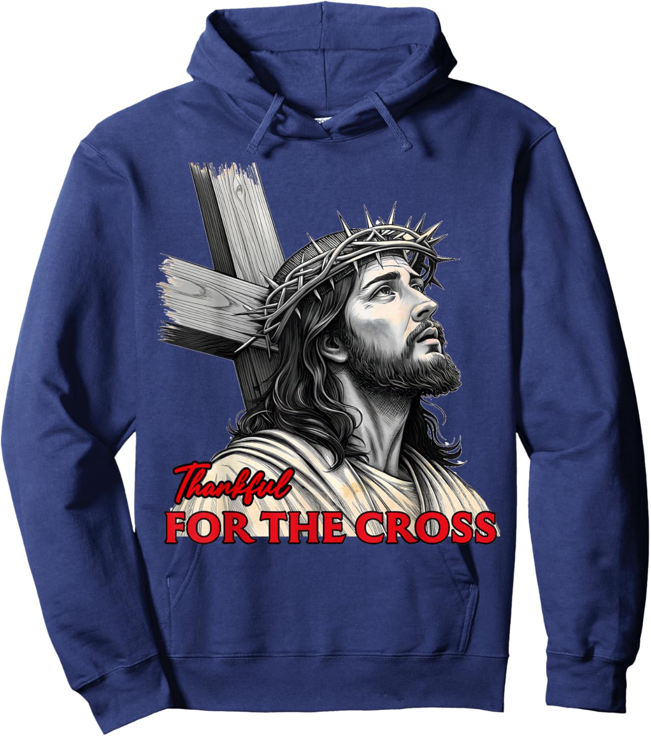 Jesus Easter Design Thankful For The Cross Christian Hoodie - Hoodie | Navy