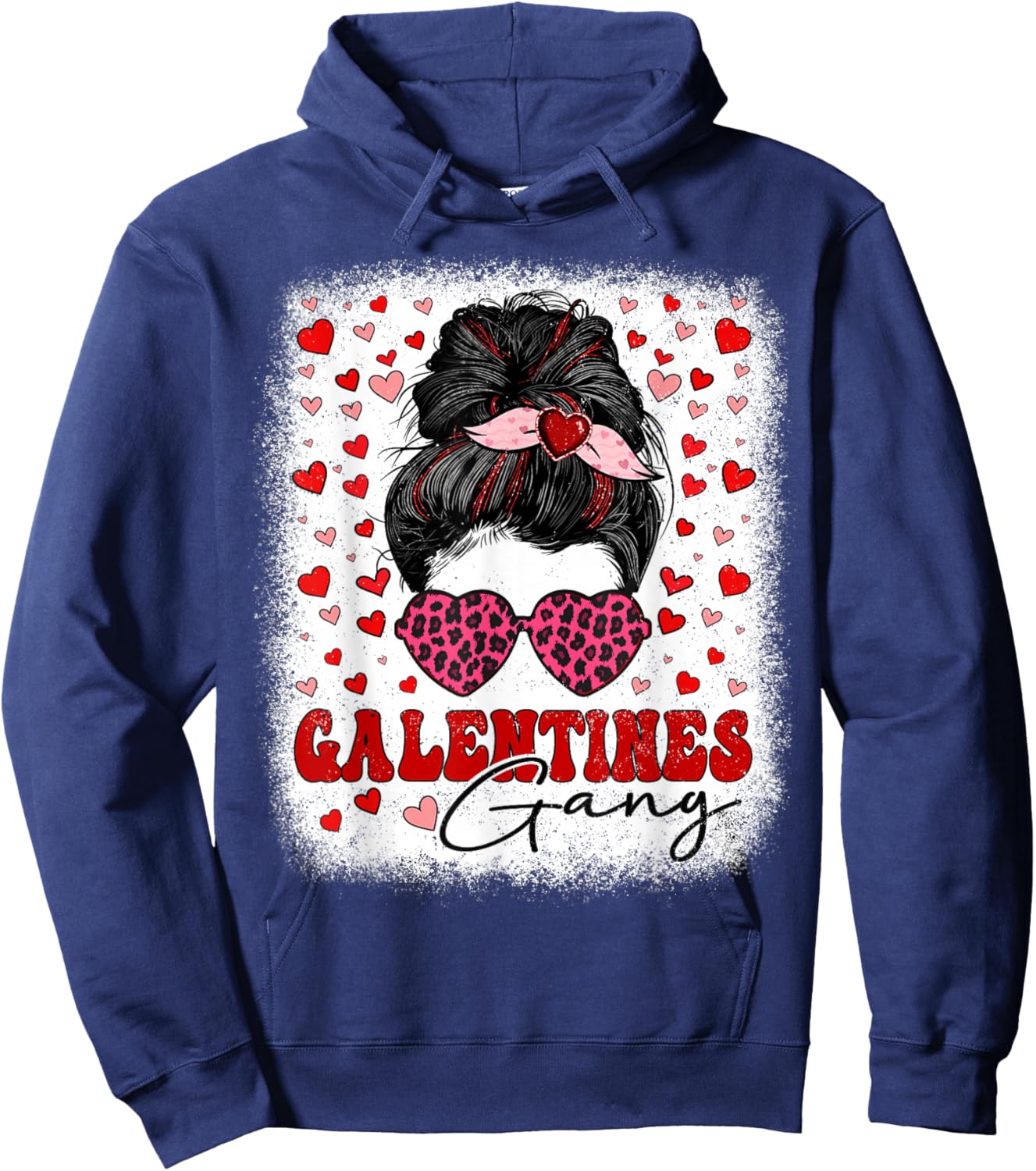 Galentines Gang Messy Bun Cute Girls Galentine's Day Women Hoodie - Hoodie | Navy