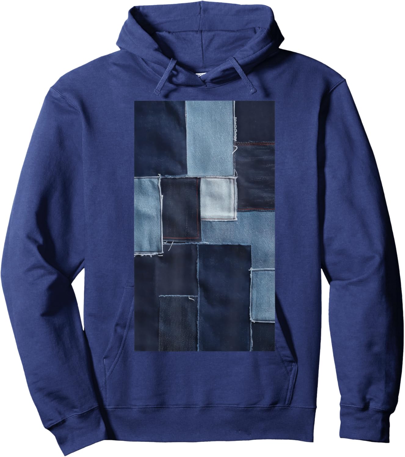Jeans Denim Fans Patchwork Pattern Hoodie - Hoodie | Navy