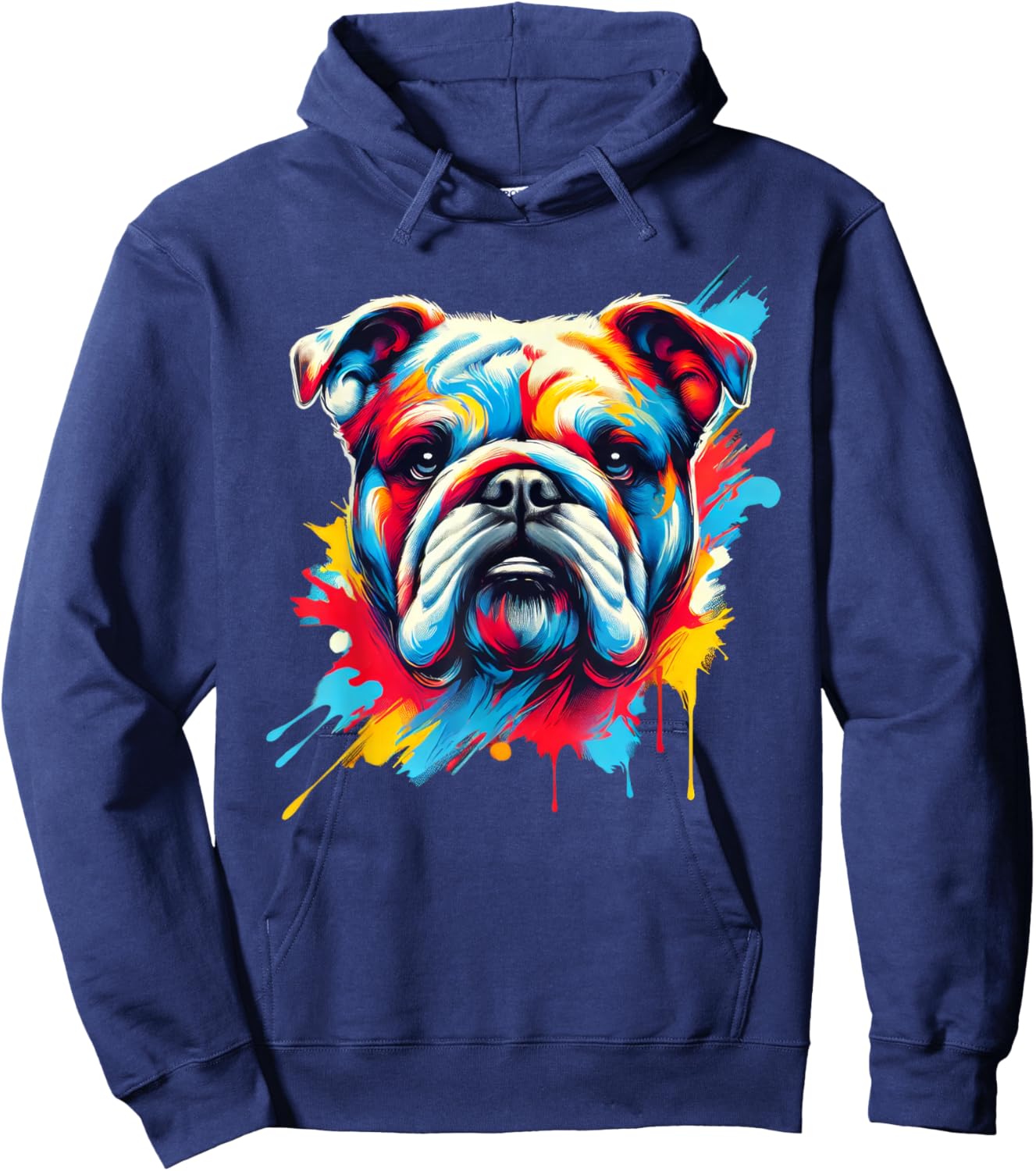 Colorful English Bulldog Dog Painting Hoodie - Hoodie | Navy