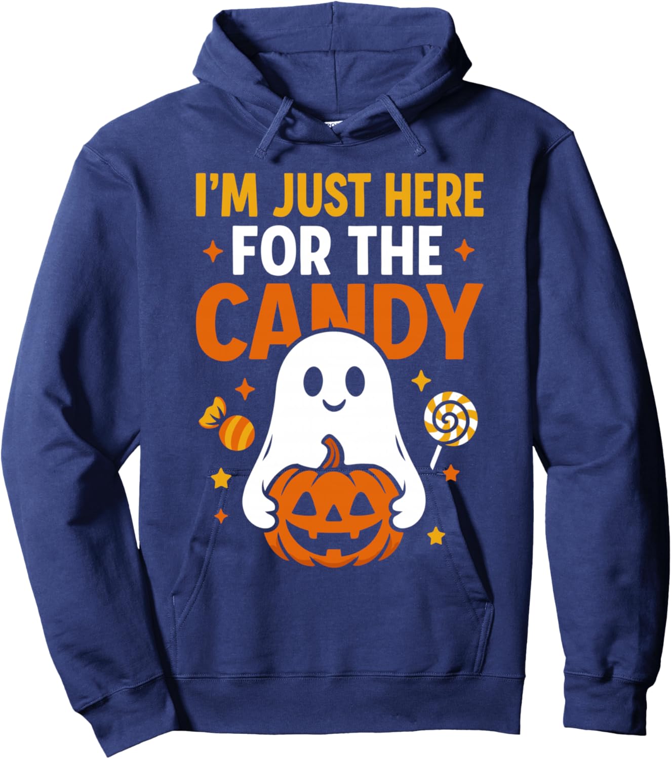 I'm Just Here for the Candy Halloween Pun Lollipop Hoodie - Hoodie | Navy