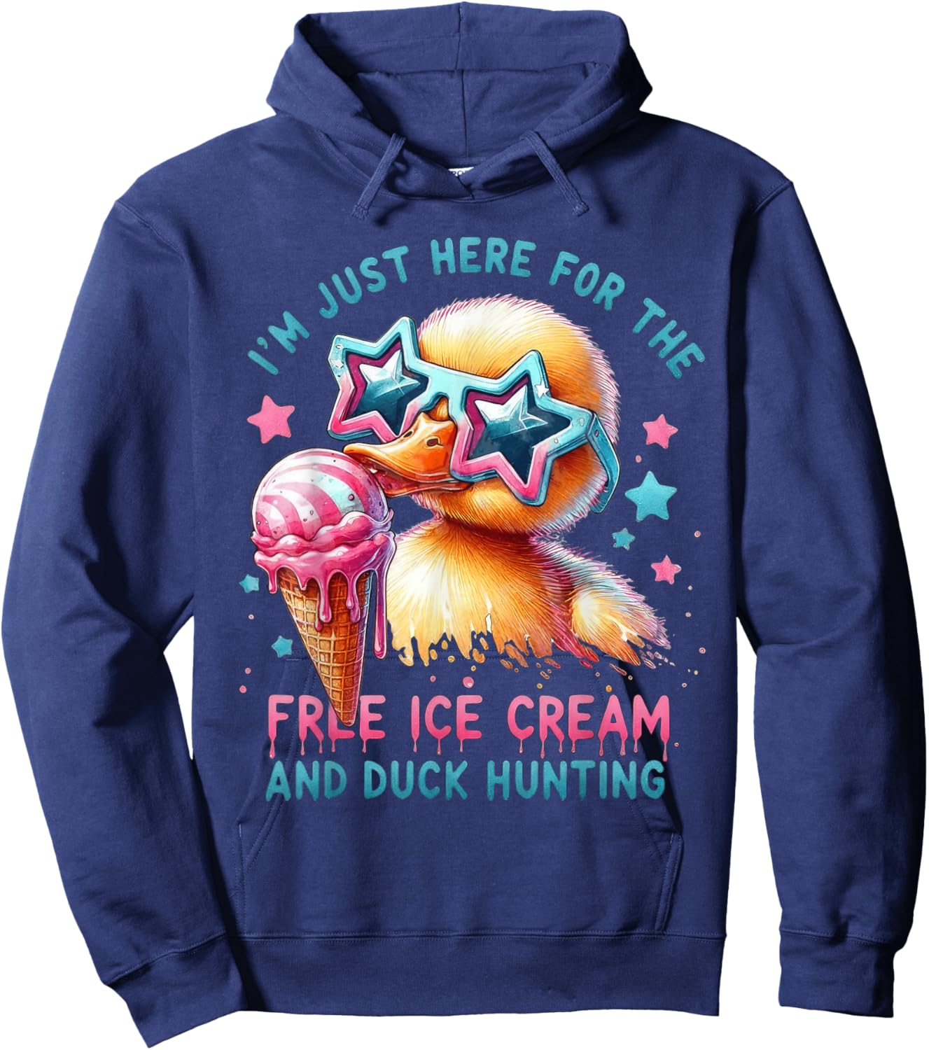 Funny Cruise Duck Ice Cream Humor Vacation Hoodie - Hoodie | Navy
