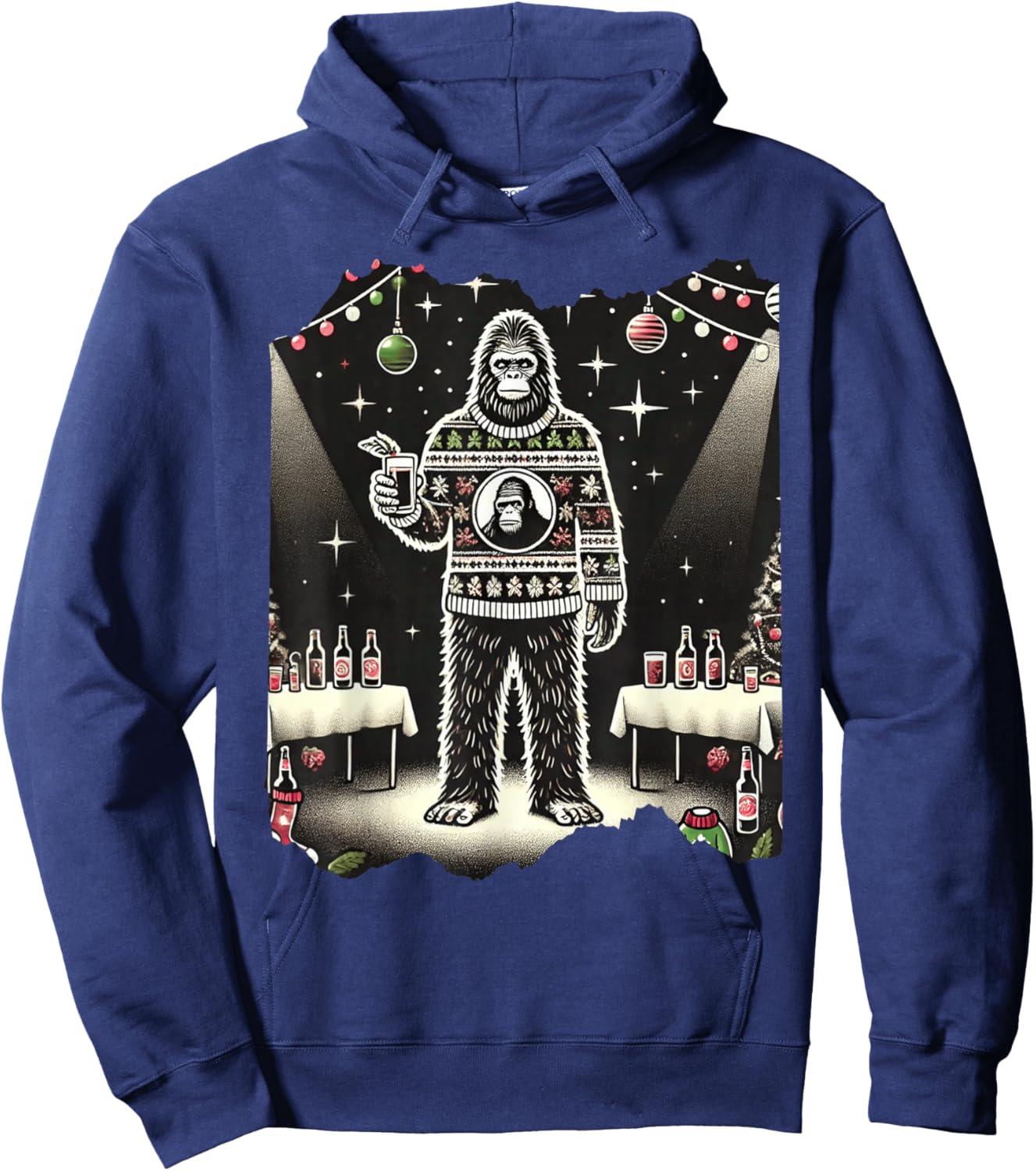 Cute Funny Bigfoot Sasquatch Ugly Christmas Xmas Bigfoot Hoodie - Hoodie | Navy