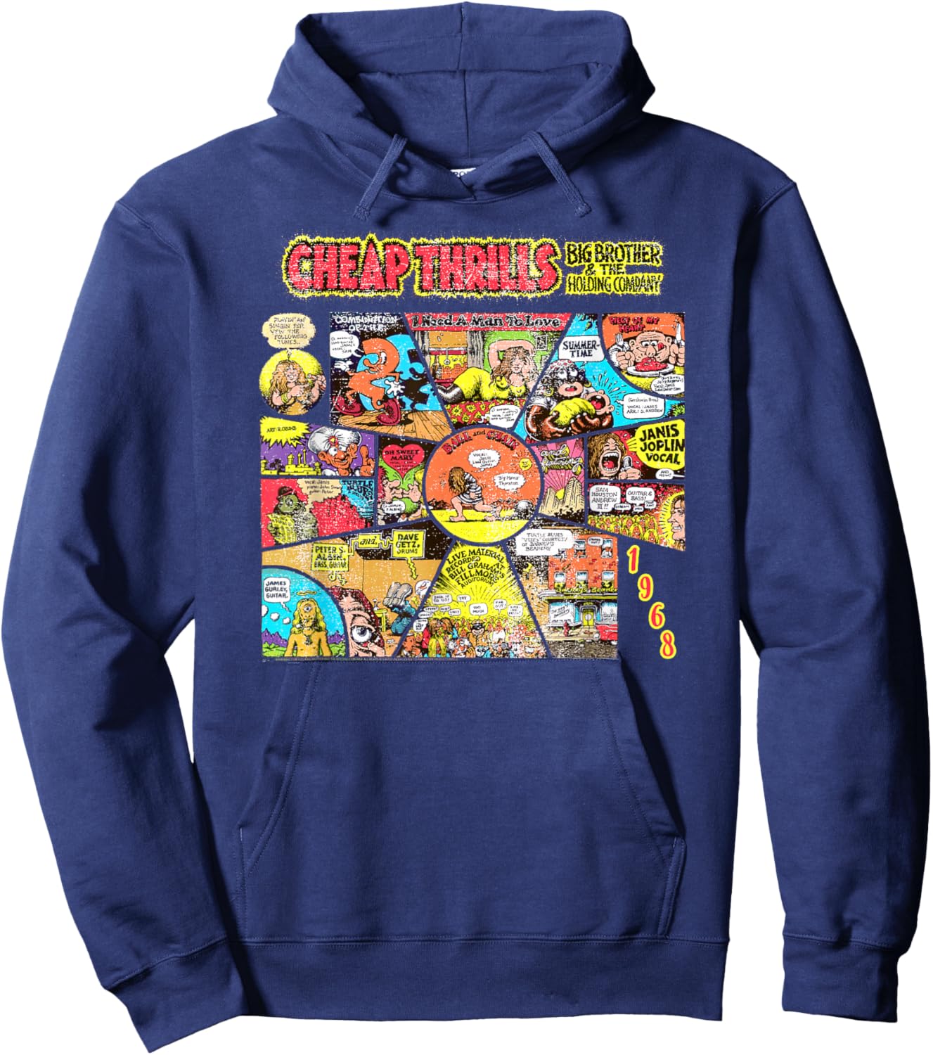 Big Brother and the Holding Company 1968 Comic Art Hoodie - Hoodie | Navy