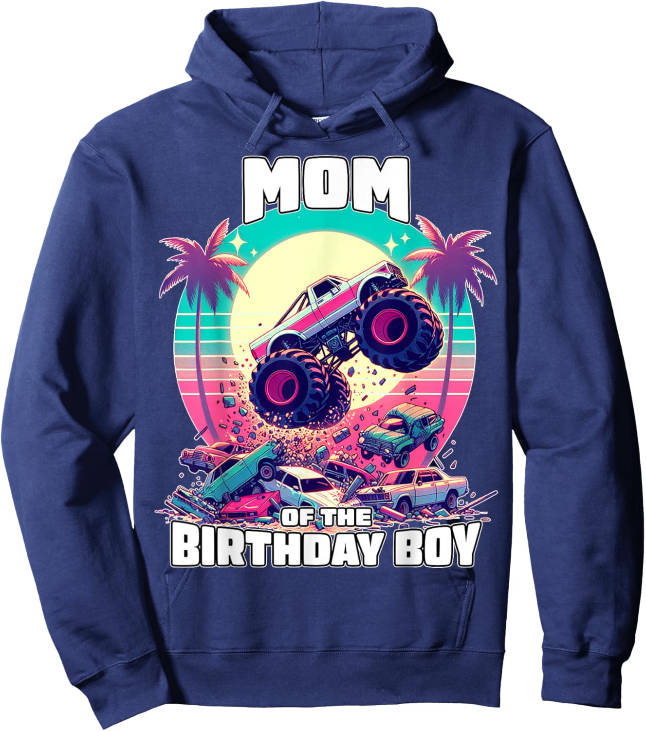 Monster Truck Mom of The Birthday Boy Shirt for Mom Women Hoodie - Hoodie | Navy