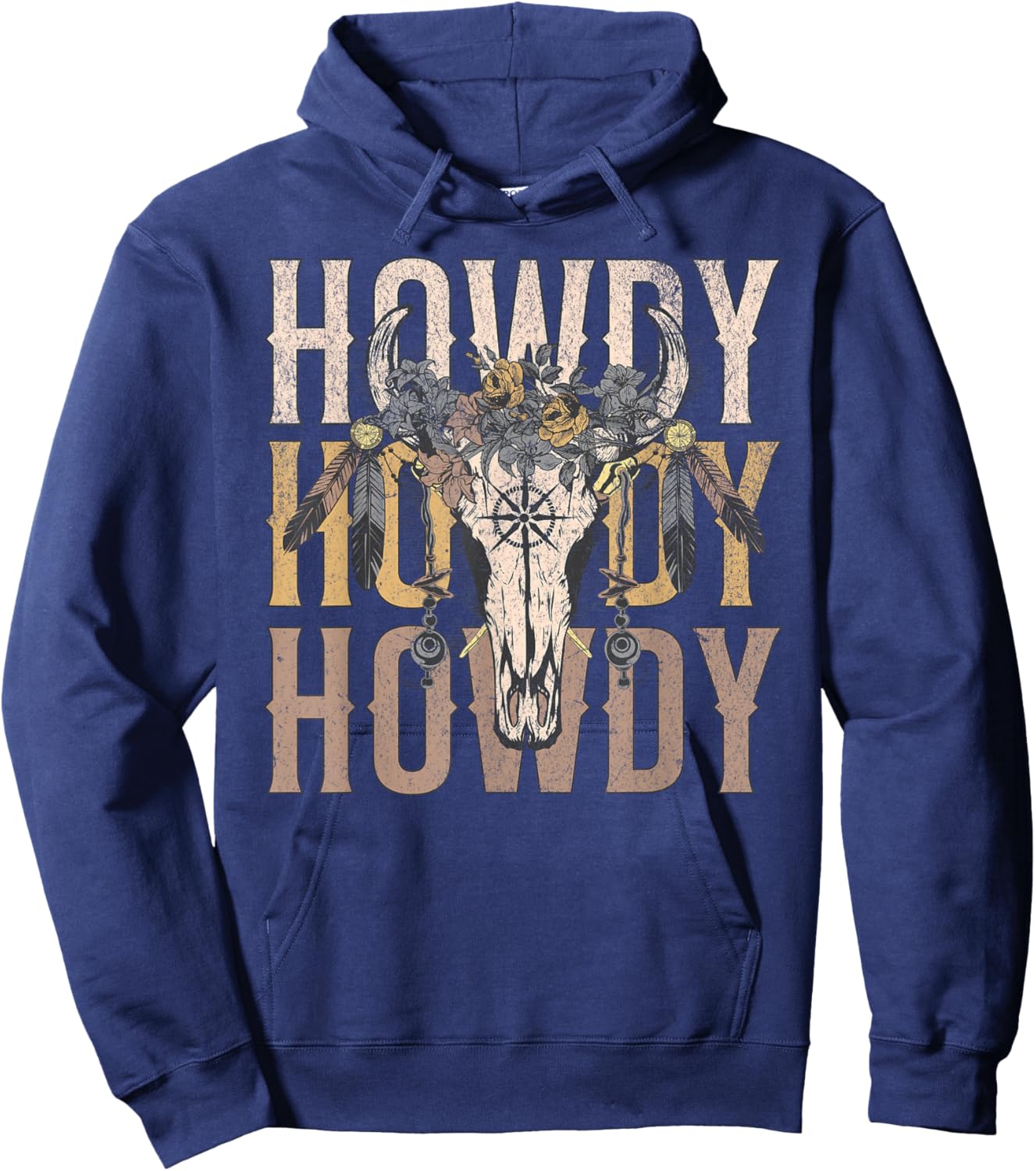 Howdy Southern Western Cowgirl Country Rodeo Hoodie - Hoodie | Navy