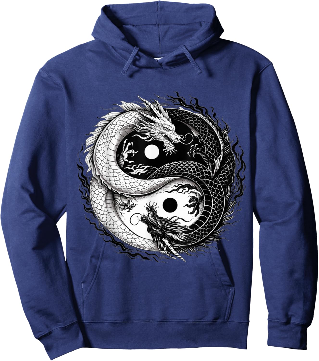 Yin and Yang Chinese Dragon Vintage Dragon Japanese Hoodie - Hoodie | Navy