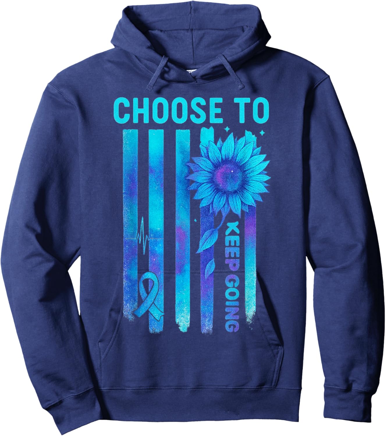 Choose to Keep Going US Flag Suicide Awareness Quote Hoodie - Hoodie | Navy
