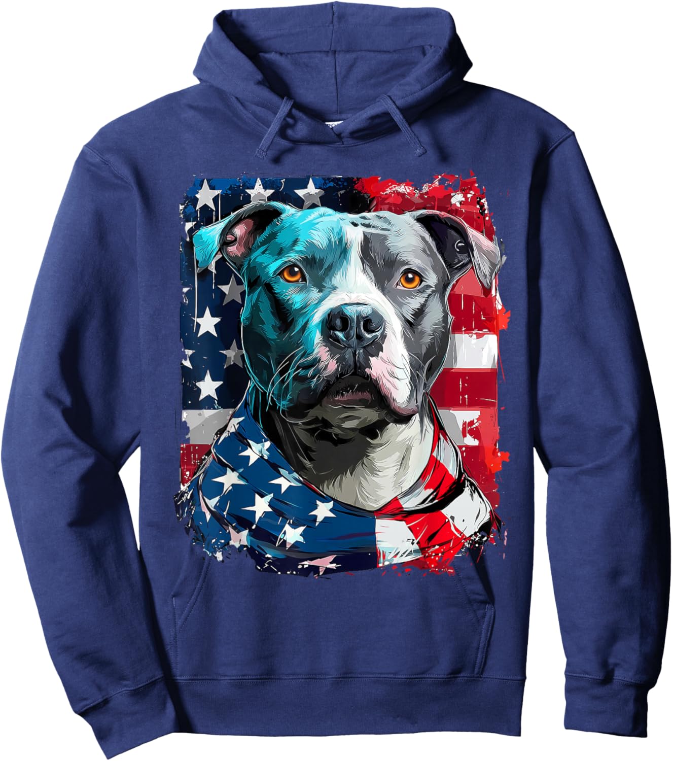 American Pitbull Terrier USA Flag Patriotic Pit Bull Dog Hoodie - Hoodie | Navy
