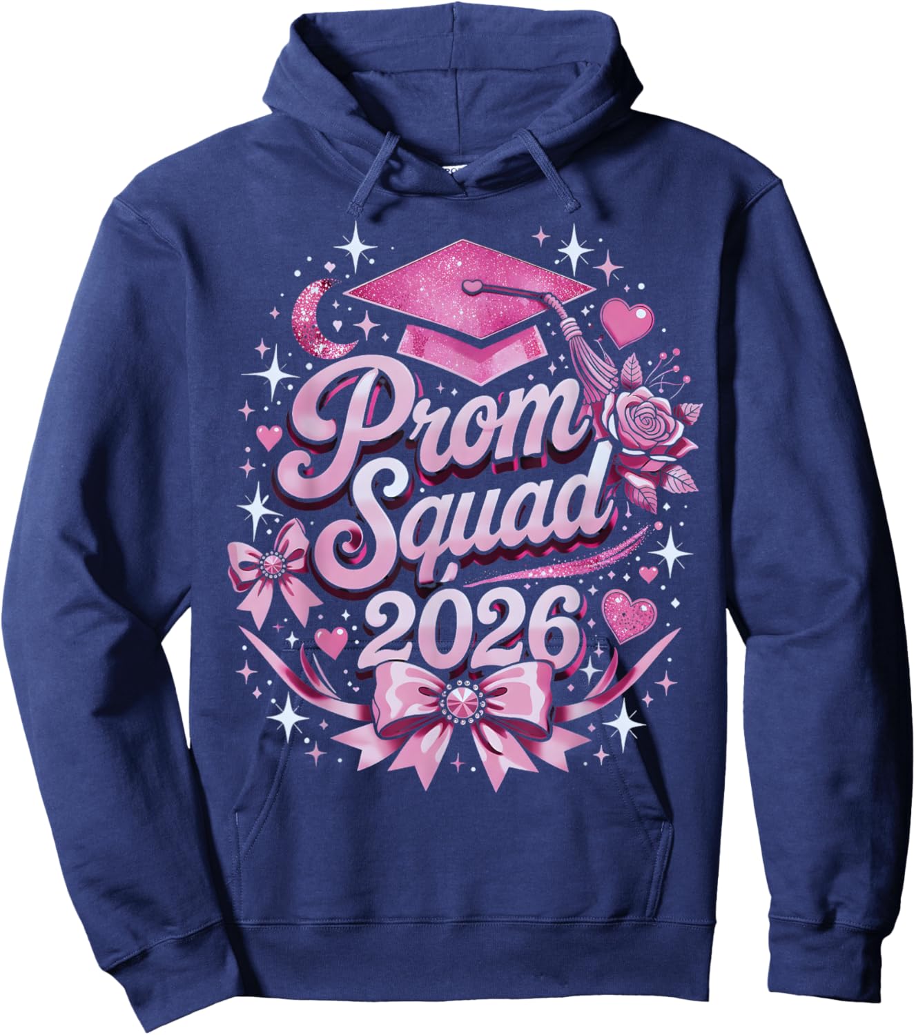 Prom Squad 2026 Class Coquette Bow Graduation Party Matching Hoodie - Hoodie | Navy