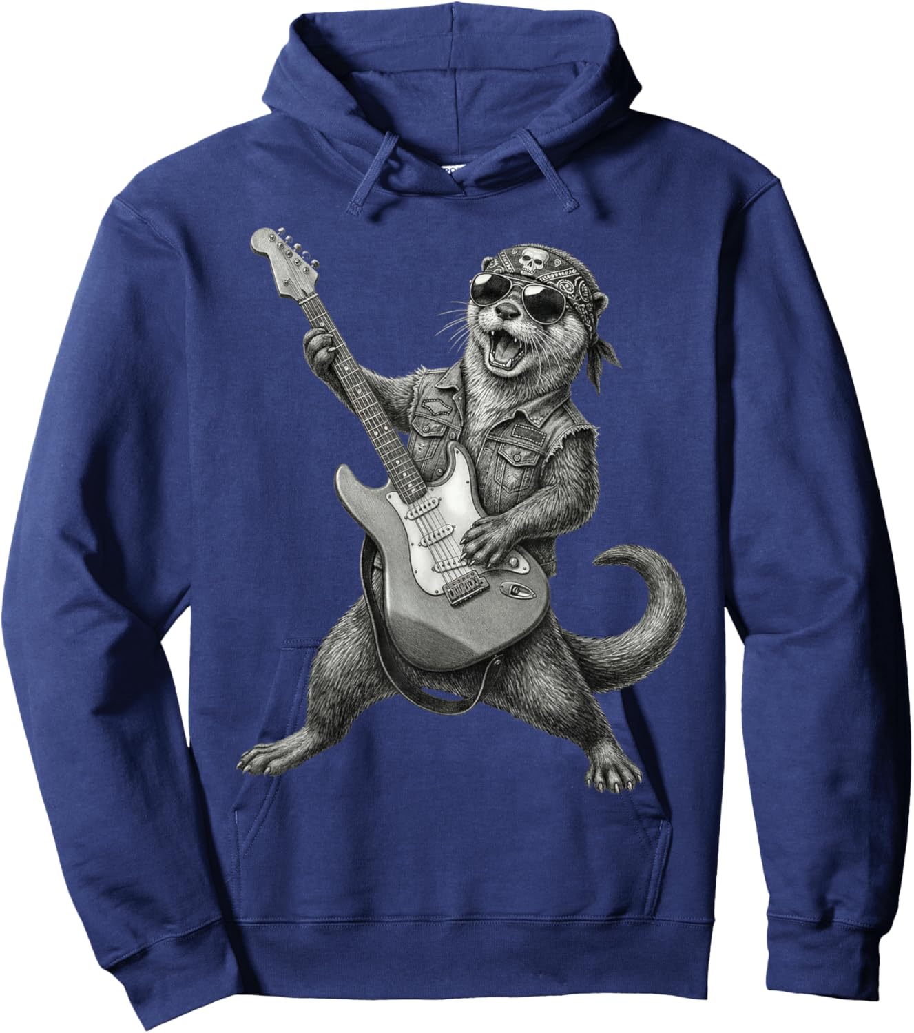Otter Playing Guitar Rock & Roll Otters Rocker Music Hoodie - Hoodie | Navy