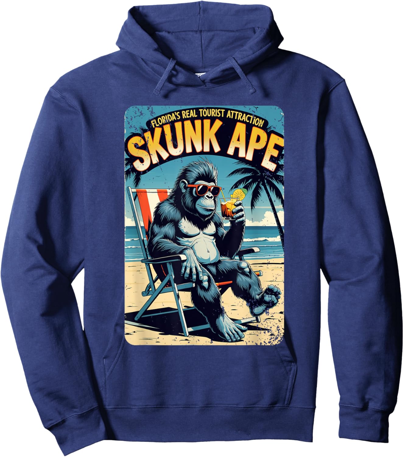 Skunk Ape Florida Swamp Cryptid Beach Escape Fun Hoodie - Hoodie | Navy