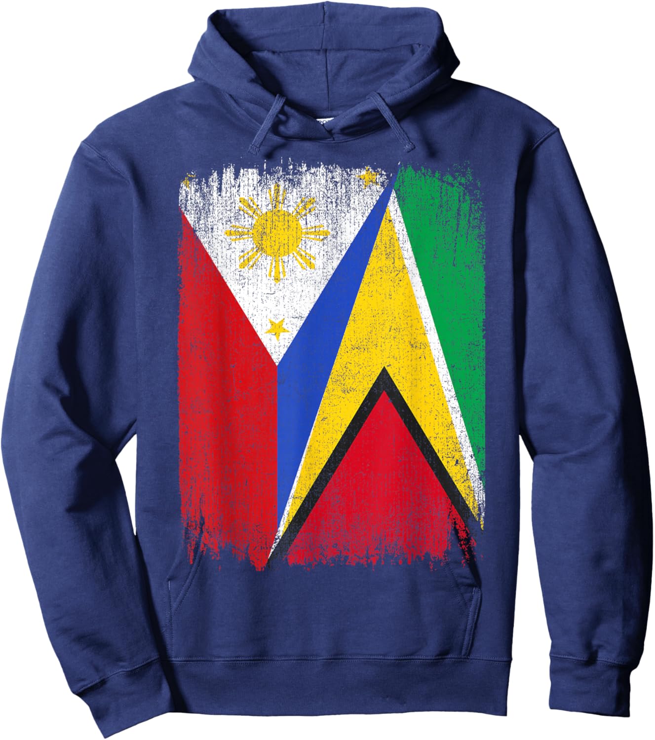 Half Philippines Guyana Flag Filipino Guyanese Roots Hoodie - Hoodie | Navy