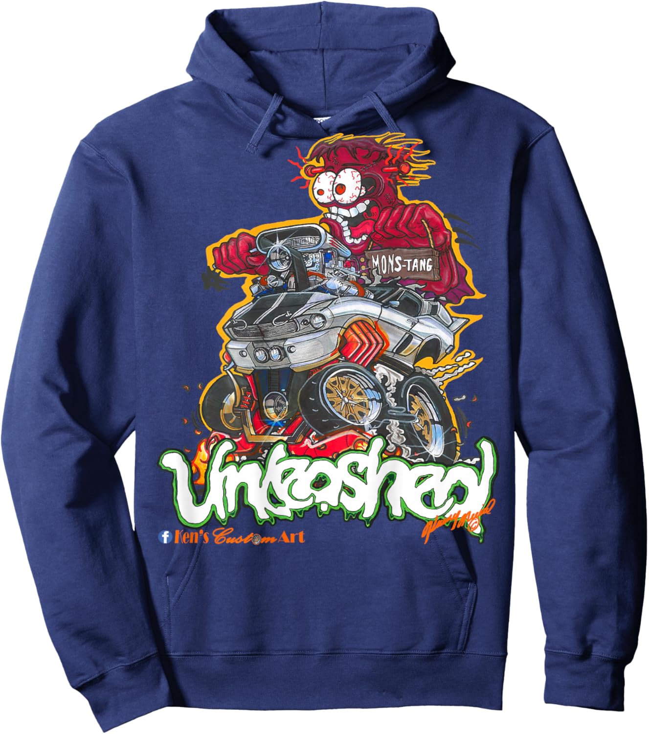 67 GT500 MONS-Tang Hot Rod Unleashed (Design on Back) Hoodie - Hoodie | Navy