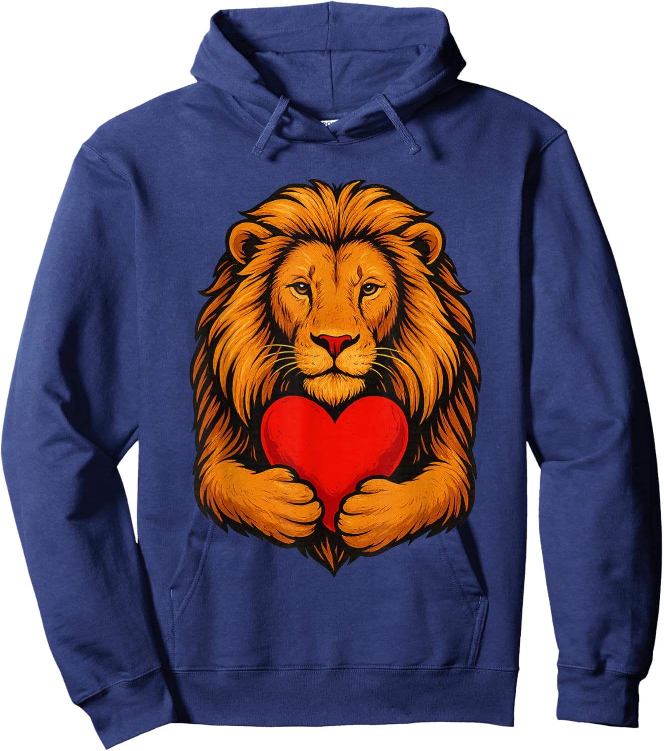 Lion Hugging Valentine Heart - Lions Valentines Day Hoodie - Hoodie | Navy