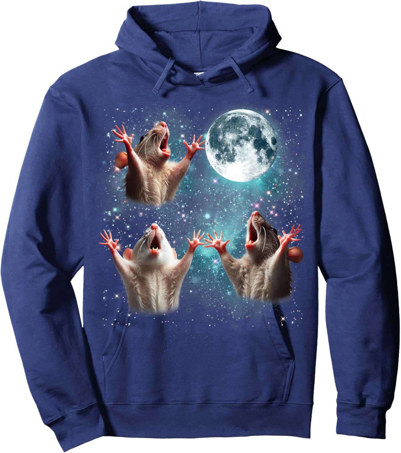 Three Rat Moon Funny 3 Rat Meme Gift Men Wonen Kid Hoodie - Hoodie | Navy
