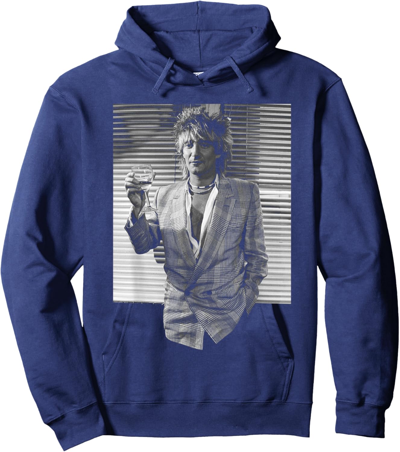 Singer Rod Stewart in London Press for Body Wishes Tour 1983 Hoodie - Hoodie | Navy