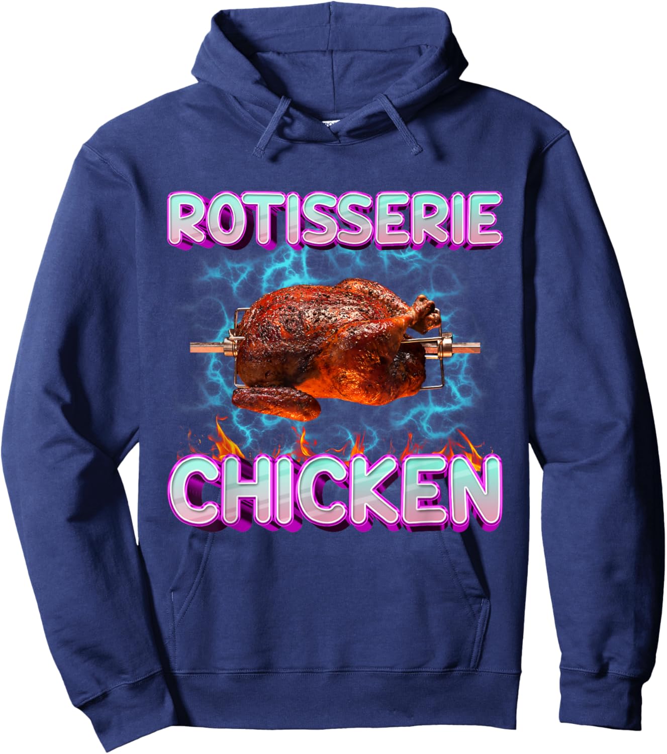 Rotisserie Chicken Funny Food Meme Unhinged Weird Foodie Odd Hoodie - Hoodie | Navy