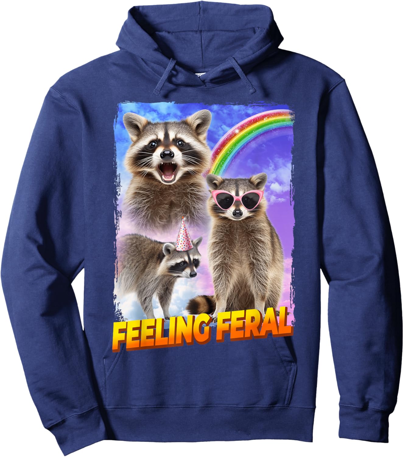 Feelin Feral Raccoon Hoodie - Hoodie | Navy