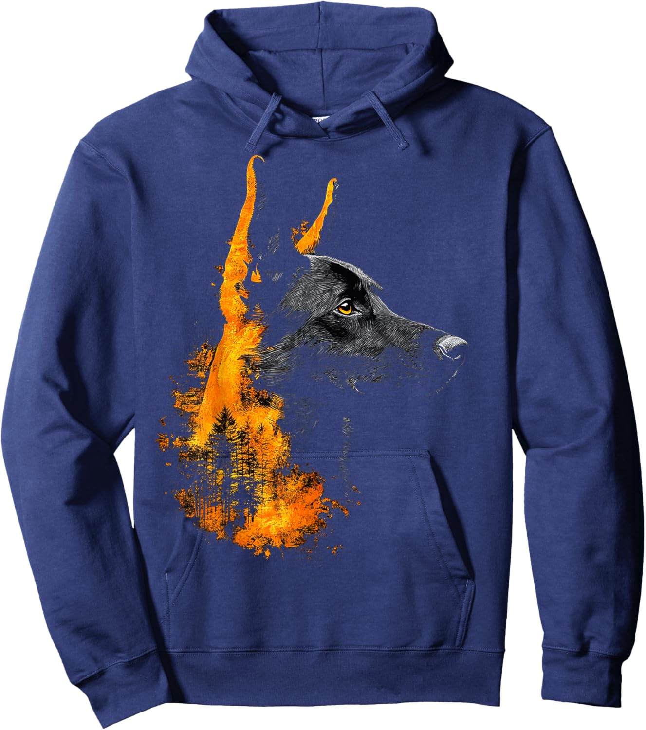 Belgian Malinois Dog Motif Pet Illustration Belgian Malinois Hoodie - Hoodie | Navy
