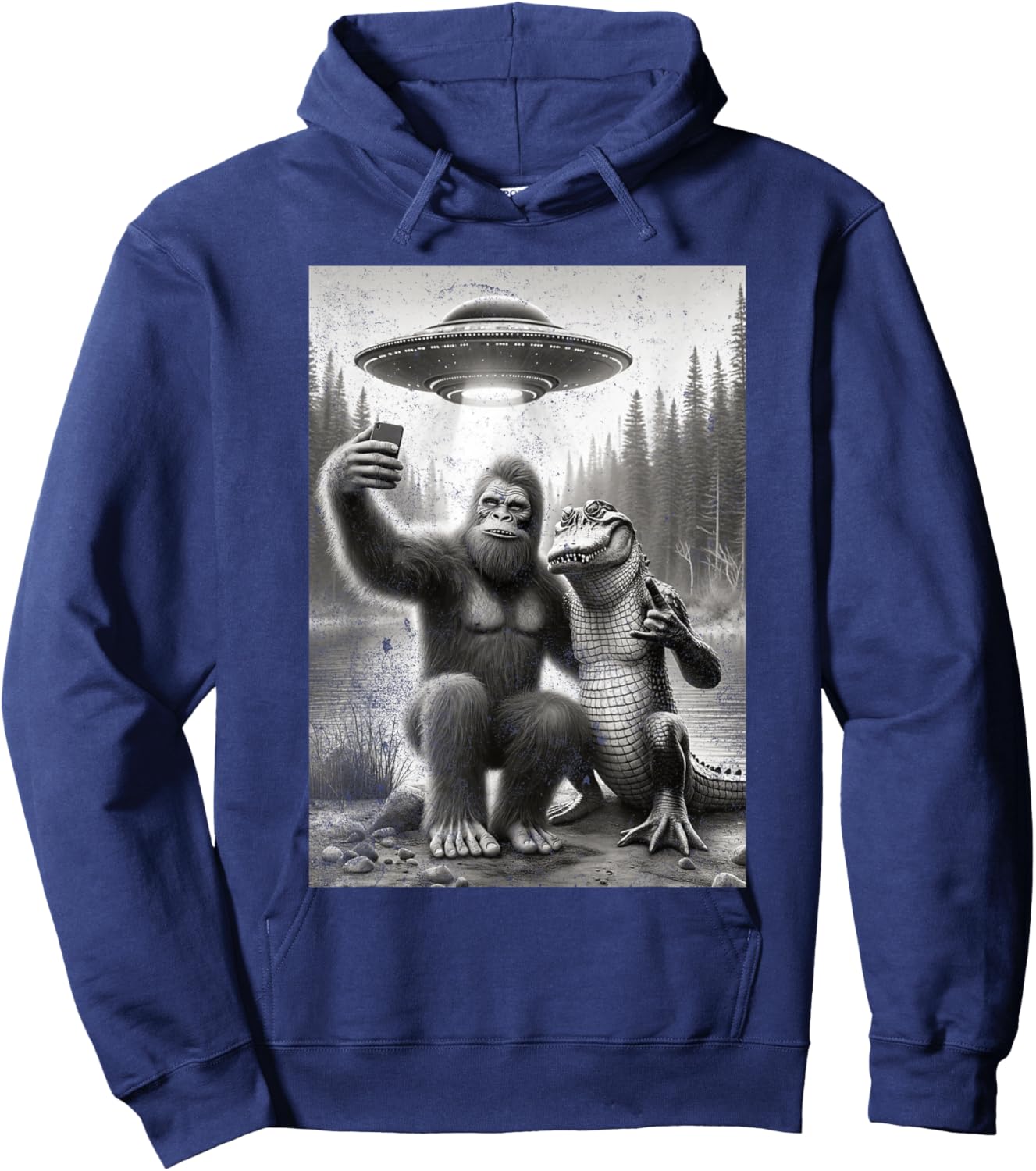 Florida Bigfoot Alligator Alien Vacation Friends Skunk Ape Hoodie - Hoodie | Navy