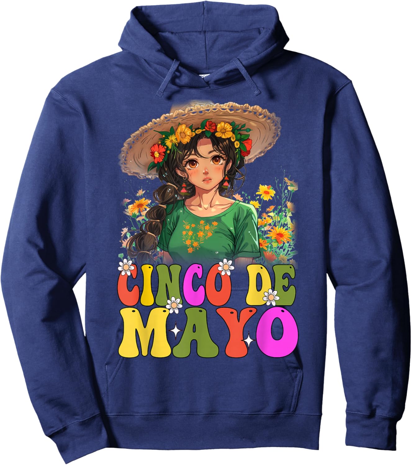 Otaku Girl Cinco De Mayo Mexican Fiesta 5 De Mayo Anime Girl Hoodie - Hoodie | Navy