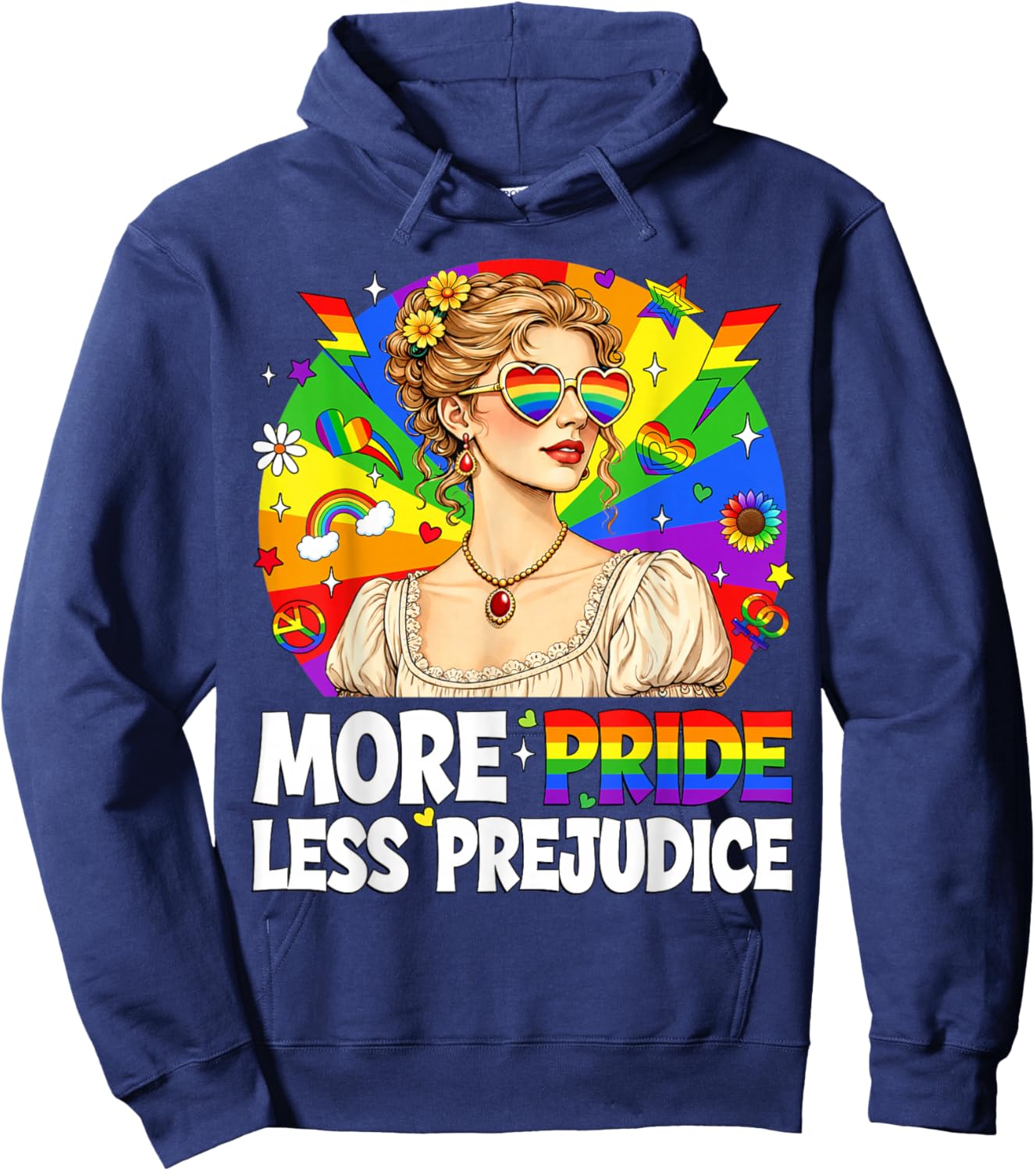 More Pride Less Prejudice Pride Month LGBTQ Gay Lesbian Hoodie - Hoodie | Navy