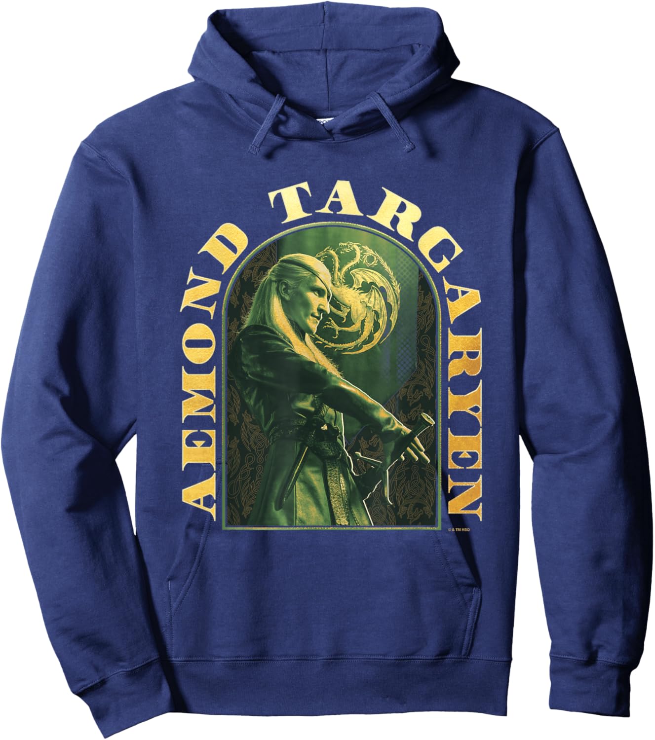 House of the Dragon Aemond Targaryen Epic Big Chest Poster Hoodie - Hoodie | Navy