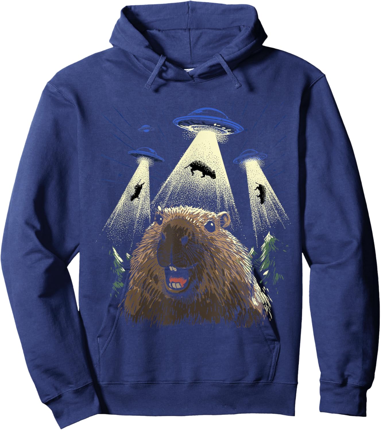 Alien Capybara Shirt Invasion Capybara Selfie UFO Abduction Hoodie - Hoodie | Navy