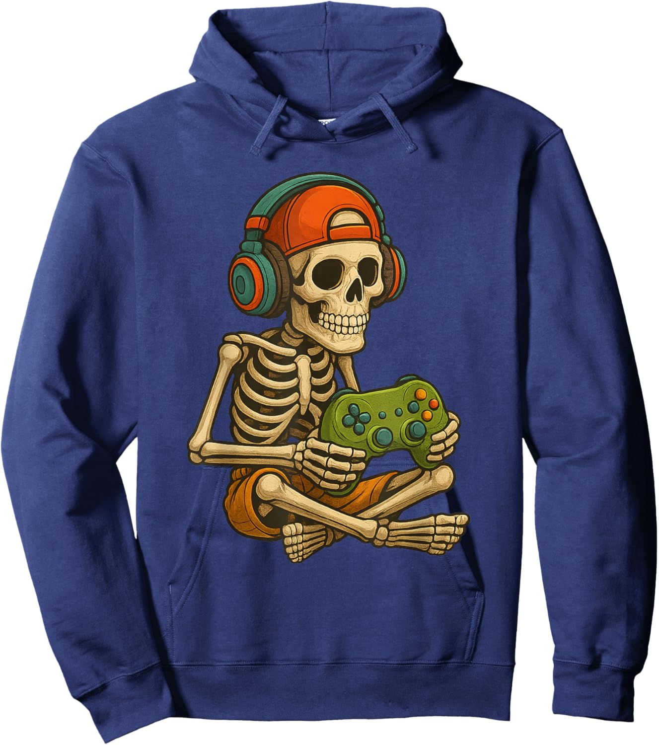 Gamer Halloween – Video Game Skeleton with Controller Hoodie - Hoodie | Navy
