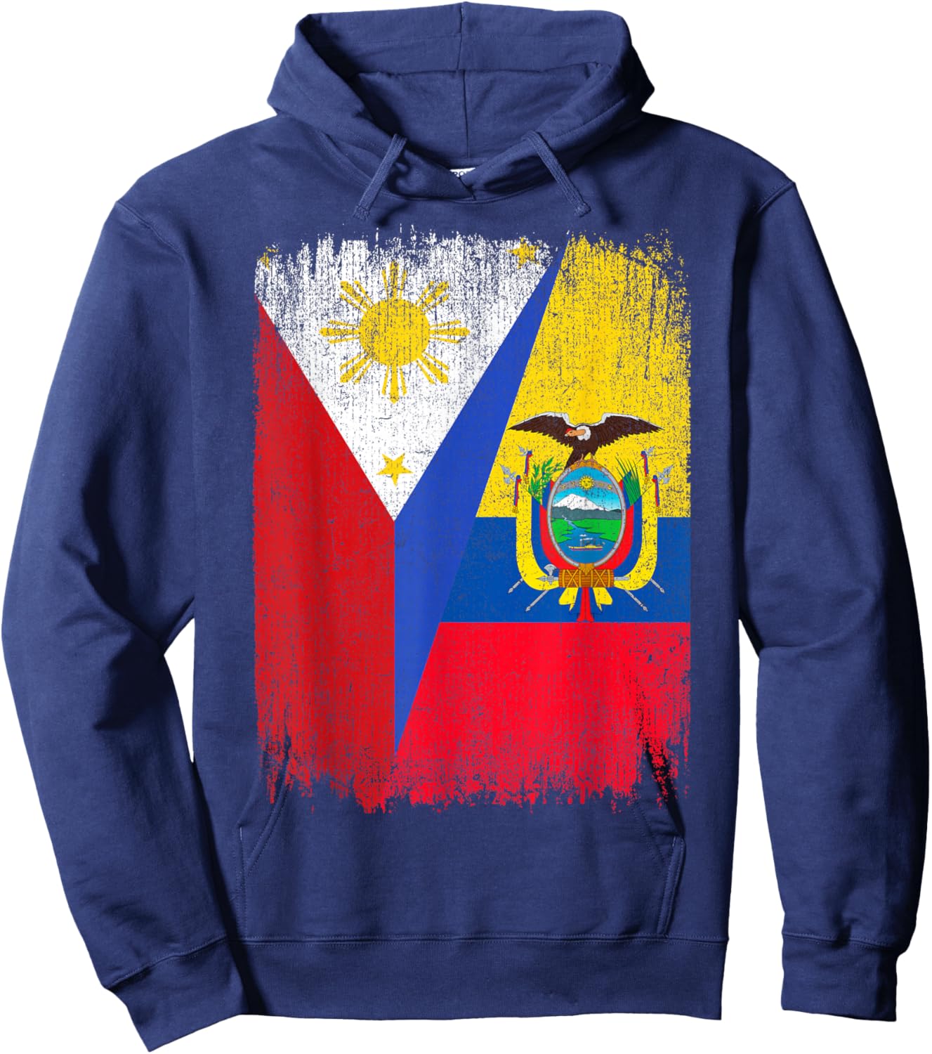Half Philippines Ecuador Flag Filipino Ecuadorian Roots Hoodie - Hoodie | Navy