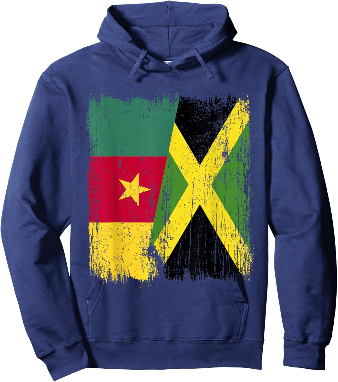Cameroon Jamaica Half Flag Cameroonian Jamaican Heritage Hoodie - Hoodie | Navy