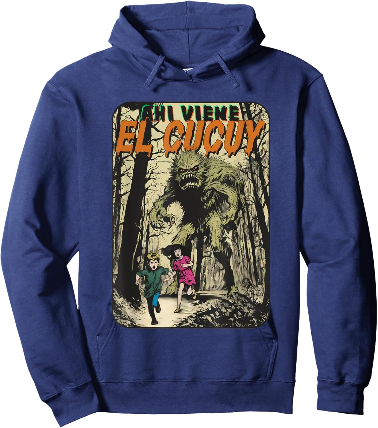Aqui Viene El Cucuy Scary Monster Folklore Halloween Hoodie - Hoodie | Navy