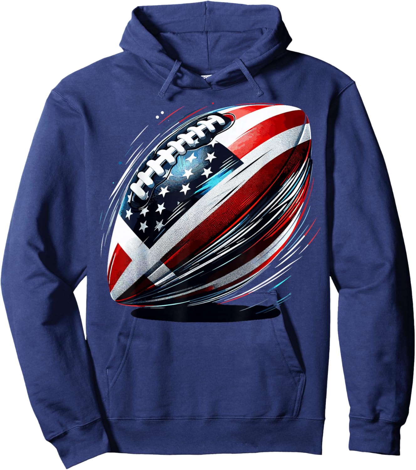Football USA American Flag Colorful 4th of July Patriotic Hoodie - Hoodie | Navy