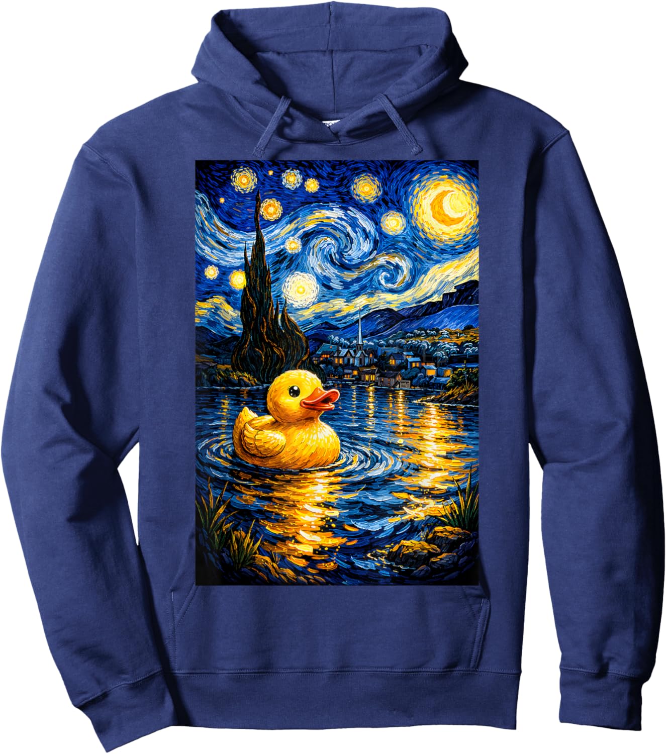 Rubber Duck Duckie Ducky Van Gogh Style Starry Night Funny Hoodie - Hoodie | Navy