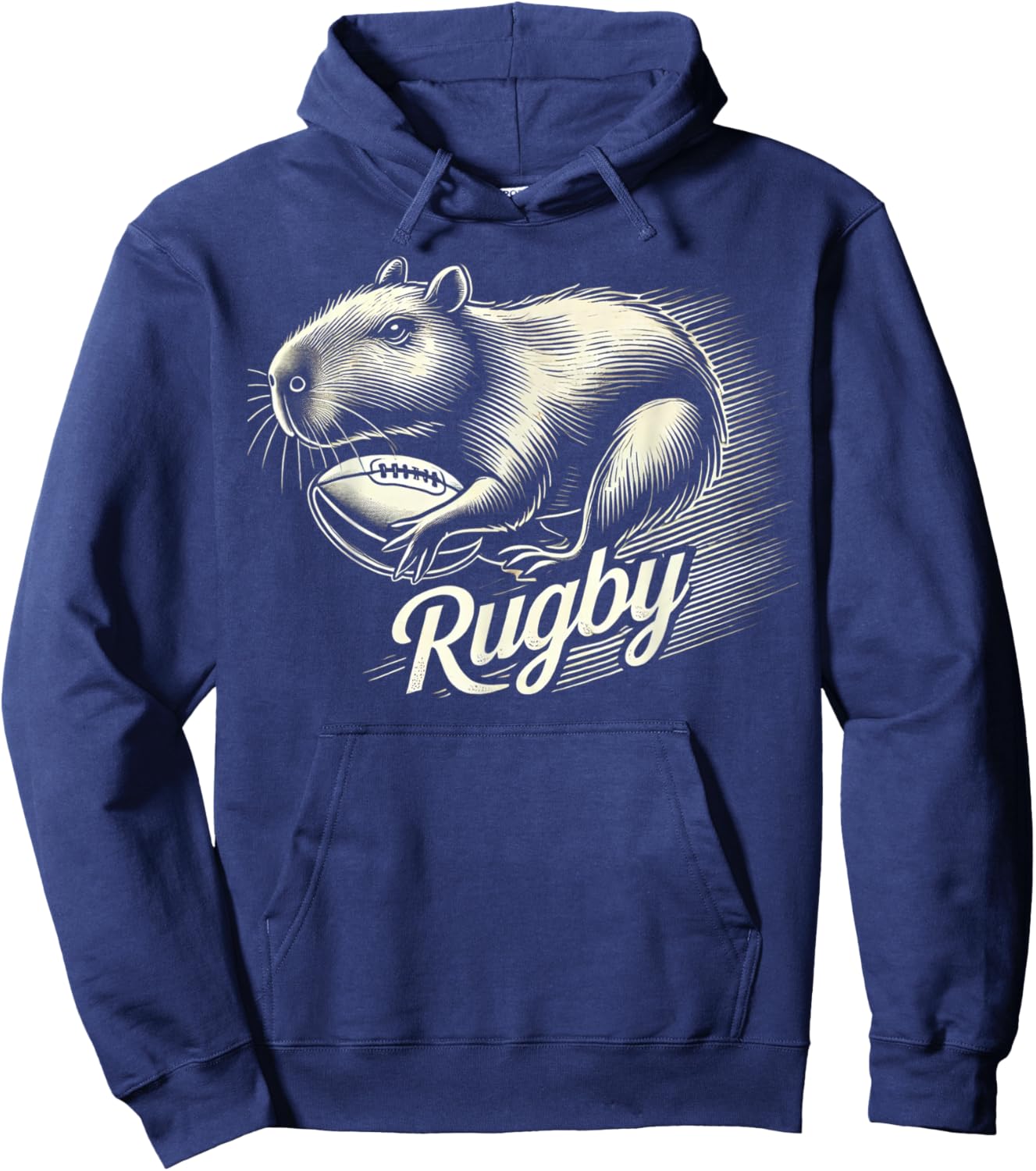 Capybara Rugby Sports Gifts Funny Rugby Player Hoodie - Hoodie | Navy