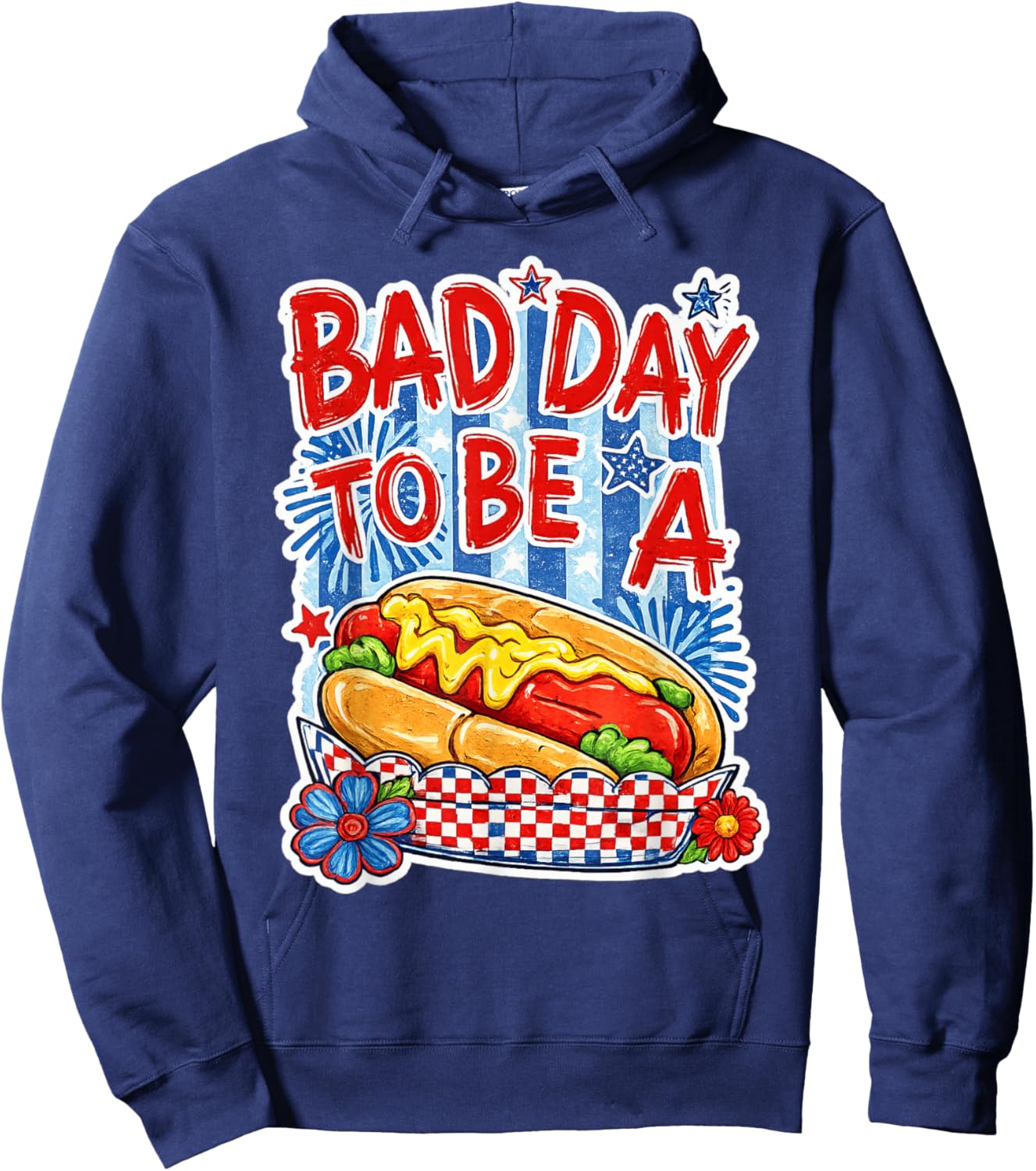 Bad Day to Be A Hot Dog Funny BBQ Grilling 4th of July Hoodie - Hoodie | Navy