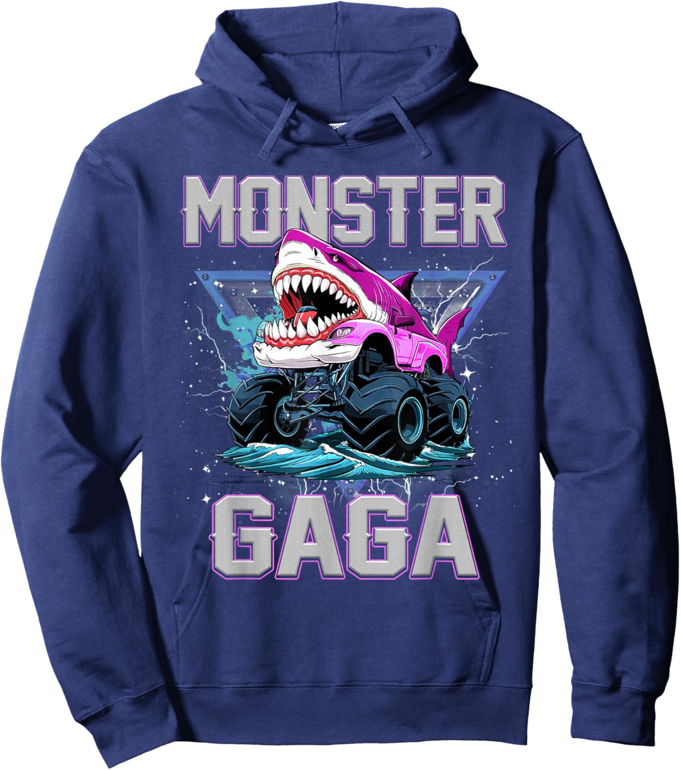 Shark Monster Truck Gaga Monster Truck Are My Jam Truck Hoodie - Hoodie | Navy