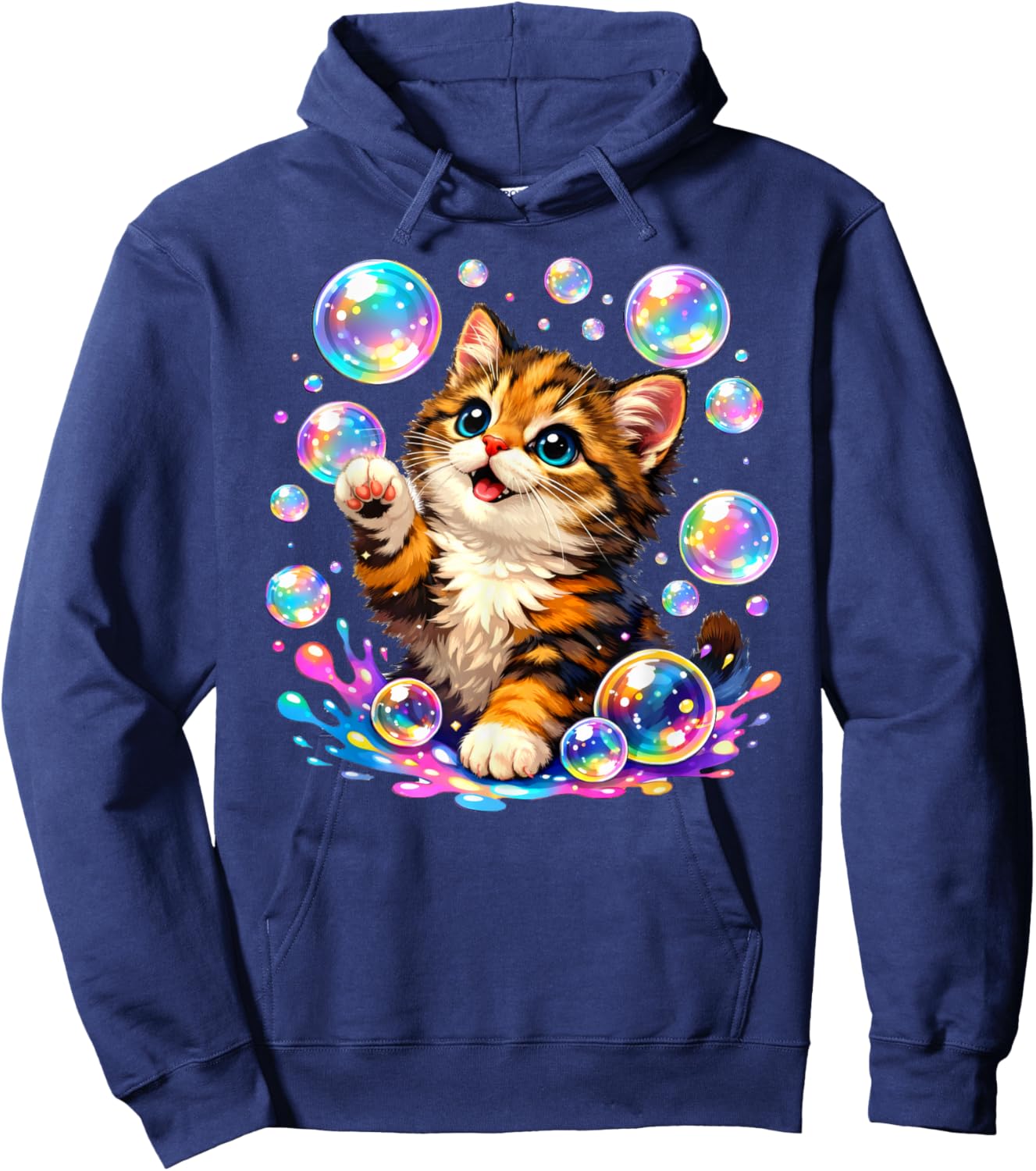 Cute Kawaii Cat Bubbles Hoodie - Hoodie | Navy