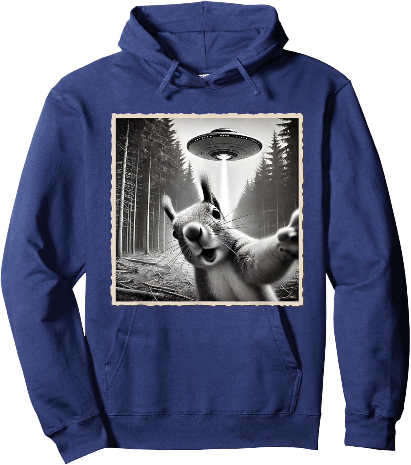 Squirrel Selfie With UFO | Funny Squirrel Hoodie - Hoodie | Navy
